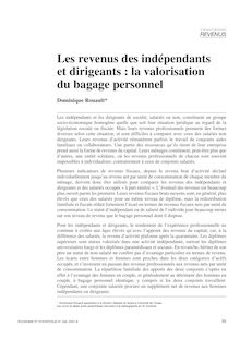 Les revenus des indépendants et dirigeants : la valorisation du bagage personnel - article ; n°1 ; vol.348, pg 35-59