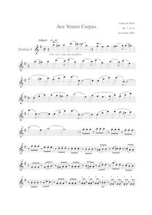 Partition violon 1, Ave verum corpus, G major, De Wael, Johan