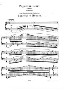 Partition Etude No.1 en G minor Tremolo (BV B 75), Grandes études de Paganini