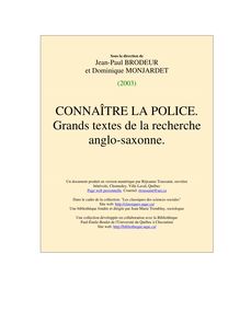 CONNATRE LA POLICE. Grands textes de la recherche anglo-saxonne.