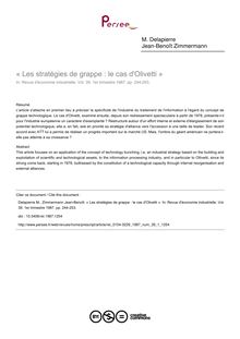 « Les stratégies de grappe : le cas d Olivetti » - article ; n°1 ; vol.39, pg 244-253