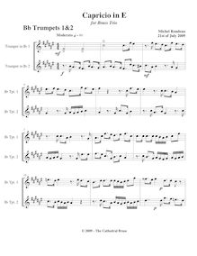 Partition trompettes 1/2 (B♭), Capricio pour 3 trompettes, E major