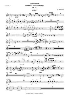 Partition hautbois 1/2, Concerto en C pour hautbois et orchestre