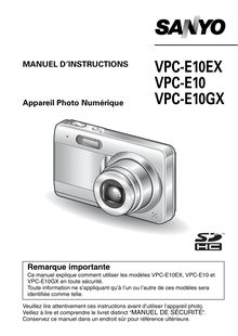 Notice Appareil Photo numériques Sanyo  VPC-E10EX