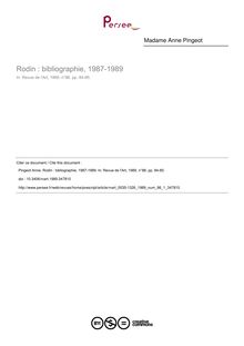 Rodin : bibliographie, 1987-1989 - article ; n°1 ; vol.86, pg 84-85