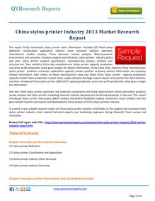 Market Study on China stylus printer Industry 2013 by qyresearchreports.com