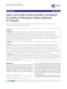Users  and health service providers  perception on quality of laboratory malaria diagnosis in Tanzania