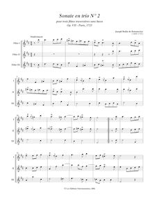 Partition complète, 6 Trio sonates, Sonates en trio pour trois flûtes traversières sans basse par Joseph Bodin de Boismortier