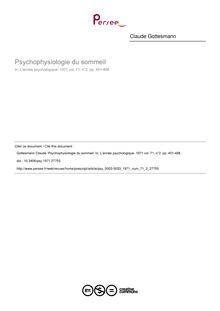 Psychophysiologie du sommeil - article ; n°2 ; vol.71, pg 451-488