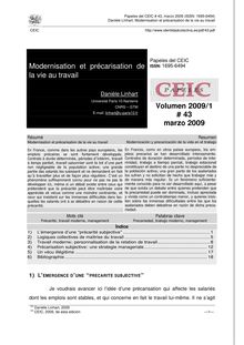 Modernisation et précarisation de la vie au travail (Modernización y precarización de la vida en el trabajo)