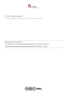 F Lent, Sachenrecht - note biblio ; n°2 ; vol.7, pg 457-457