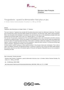 Yougoslavie : quand la démocratie n est plus un jeu - article ; n°4 ; vol.51, pg 837-848