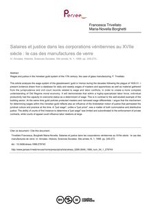 Salaires et justice dans les corporations vénitiennes au XVIIe siècle : le cas des manufactures de verre - article ; n°1 ; vol.54, pg 245-273