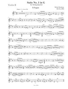 Partition violon 2,  No.1 en G major, G major, Rondeau, Michel