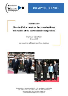 Séminaire Russie-Chine : enjeux des coopérations militaires et du ...