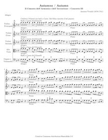 Partition complète, violon Concerto en F major, RV 293, L autumno (Autumn) from Le quattro stagioni (The Four Seasons) par Antonio Vivaldi