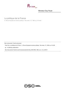 La politique de la France  - article ; n°2 ; vol.19, pg 414-428