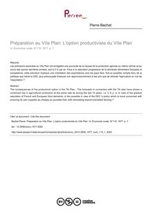 Préparation au VIIe Plan: L option productiviste du VIIe Plan - article ; n°1 ; vol.119, pg 7-7