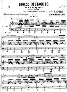 Partition flûte et partition de piano, Ave Maria, D.839, Ellens Gesang (III) / Hymne an die Jungfrau