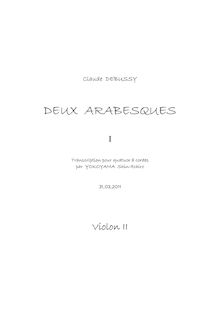 Partition violon 2, Deux Arabesques, 1. E major2. G major, Debussy, Claude par Claude Debussy