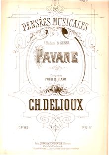 Partition , Pavane, Pensées Musicales, Op.89, Delioux, Charles