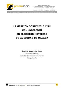 13. LA GESTIÓN SOSTENIBLE Y SU COMUNICACIÓN EN EL SECTOR HOTELERO DE LA CIUDAD DE MÁLAGA