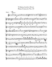 Partition cor 1, 2 (en F), Piano Concerto No.19, F major, Mozart, Wolfgang Amadeus