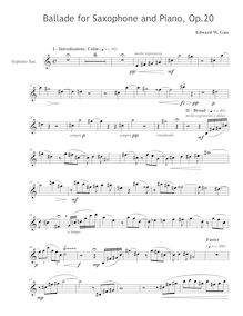 Partition Saxophone , partie, Ballade pour Saxophone et Piano, Guo, Edward