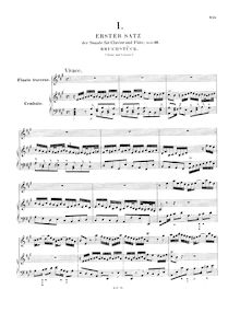 Partition complète, flûte Sonata, A major, Bach, Johann Sebastian