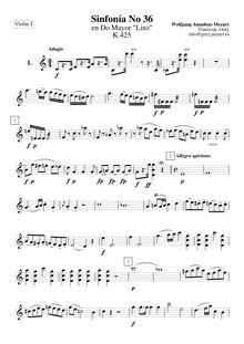 Partition violons I, Symphony No.36, Linz Symphony, C major, Mozart, Wolfgang Amadeus par Wolfgang Amadeus Mozart
