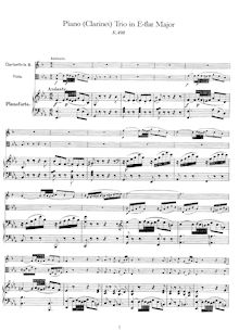 Partition complète, Trio, Clarinet Trio ; Piano Trio ; Kegelstatt Trio par Wolfgang Amadeus Mozart