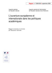 L ouverture européenne et internationale dans les politiques académiques
