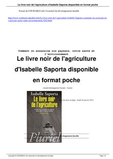 Le livre noir de l agriculture d Isabelle Saporta ... - Cdurable.info