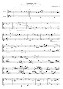 Partition parties complètes, Romance pour violon, clarinette et Piano No.1, Op.14