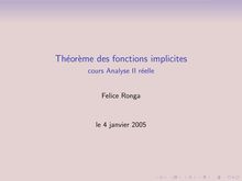 Théorème des fonctions implicites - cours Analyse II réelle