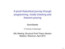 A proof theoretical journey through programming model checking and