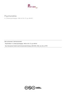 Psychométrie - compte-rendu ; n°2 ; vol.63, pg 400-401
