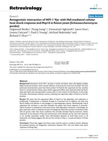 Antagonistic interaction of HIV-1 Vpr with Hsf-mediated cellular heat shock response and Hsp16 in fission yeast (Schizosaccharomyces pombe)