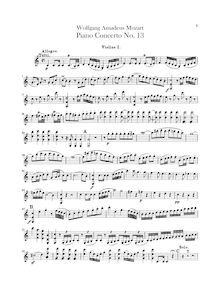 Partition violons I, II, Piano Concerto No.13, C major, Mozart, Wolfgang Amadeus