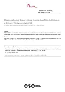 Datation absolue des cuvettes à pierres chauffées de Claireaux à Cubord, Valdivienne (Vienne) - article ; n°4 ; vol.93, pg 543-545