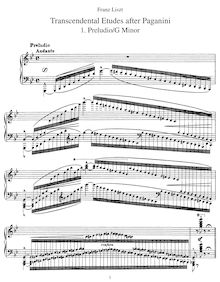 Partition complète (S.140), Études d exécution transcendante d après Paganini