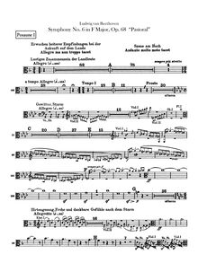 Partition Trombone 1, 2 (alto, ténor clef), Symphony No.6, Pastoral