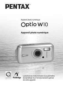 Notice Appareil Photo numériques Pentax  Optio W10
