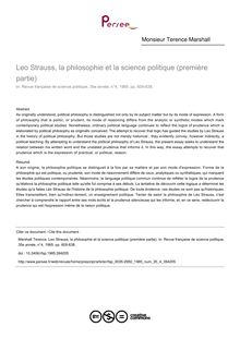 Leo Strauss, la philosophie et la science politique (première partie) - article ; n°4 ; vol.35, pg 605-638