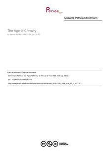 The Age of Chivalry - article ; n°1 ; vol.80, pg 76-82
