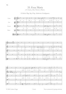 Partition Vocal et continuo score, Ecce Maria à , Canto, Alto, ténor e Basso