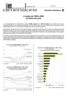 L emploi de 1989 à 2002 en Saône-et-Loire