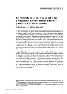 La mobilité socioprofessionnelle des professions intermédiaires : fluidité, promotion et déclassement