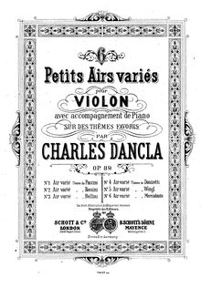 Partition complète, 6 Airs Variés, Series I, Le Mélodiste, Dancla, Charles par Charles Dancla