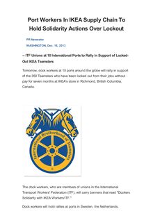 Port Workers In IKEA Supply Chain To Hold Solidarity Actions Over Lockout